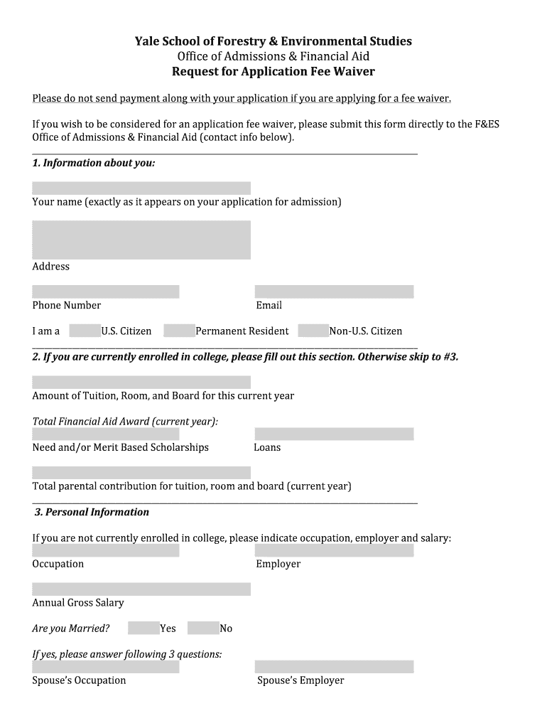 Fillable Online Apply Environment Yale Fee Waiver Draft Docx Apply