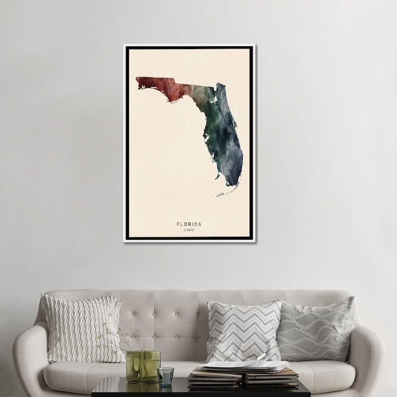 Icanvas Amp Quot Florida State Map Desert Style Amp Quot By Walldecoraddict Framed