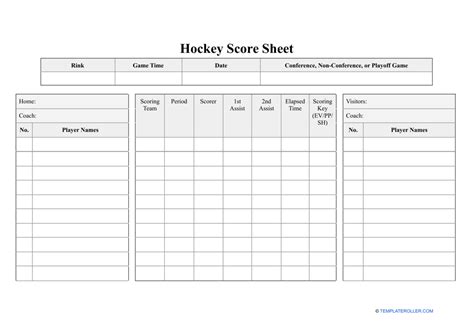 Printable Hockey Score Sheet