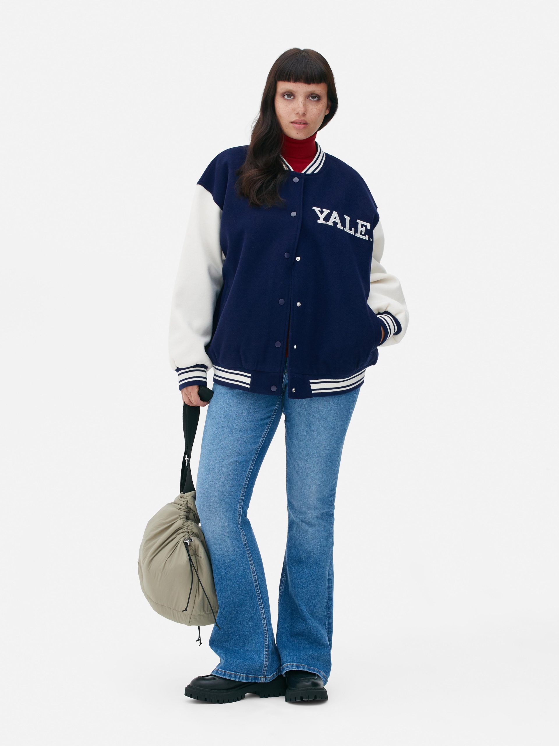 Pull Amp Bear 2021 Yale Varsity Jacket Fesyen Pria Pakaian Baju Luaran