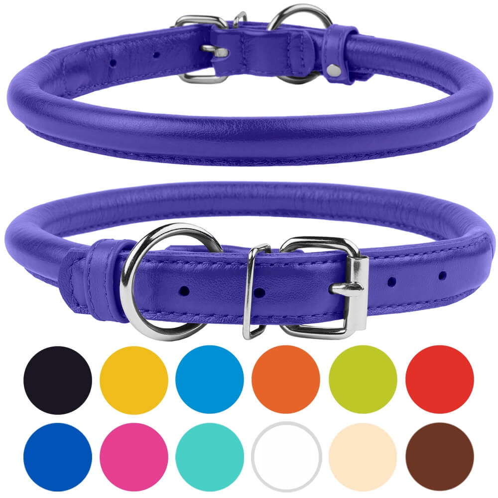 Rolled Leather Dog Collar For Small Dogs Purple Walmart Com