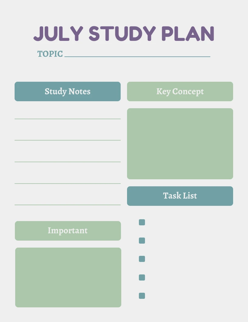 Study Plan Template Venngage