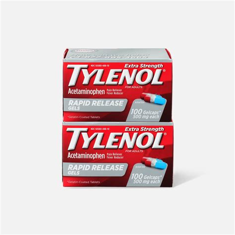 Tylenol Extra Strength Rapid Release Gels 100 Ct 2 Pack